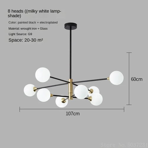 lustre moderne en forme de haricot avec éclairage led suspendu - vue 16 sur 16