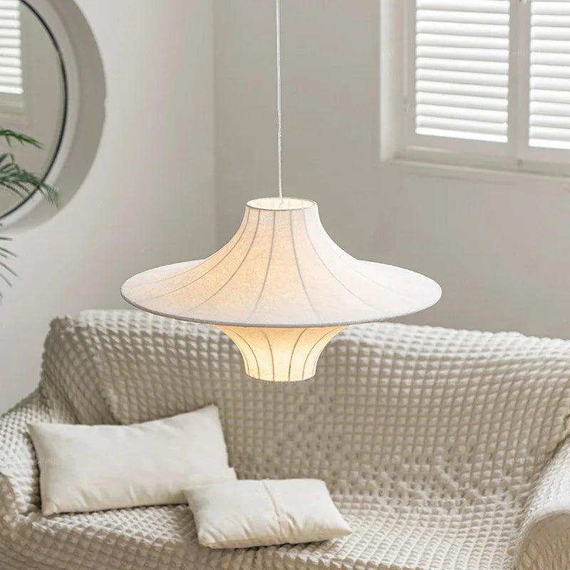lustre en soie design japonais style wabi-sabi pour un éclairage élégant - vue 4 sur 7