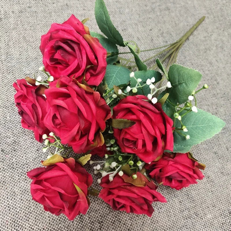 bouquet de roses en soie pour décoration de mariage et fêtes