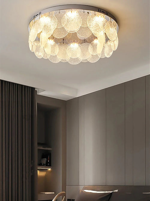 Runde LED-Deckenleuchte aus Glas Luxus modern - vue 5 sur 10