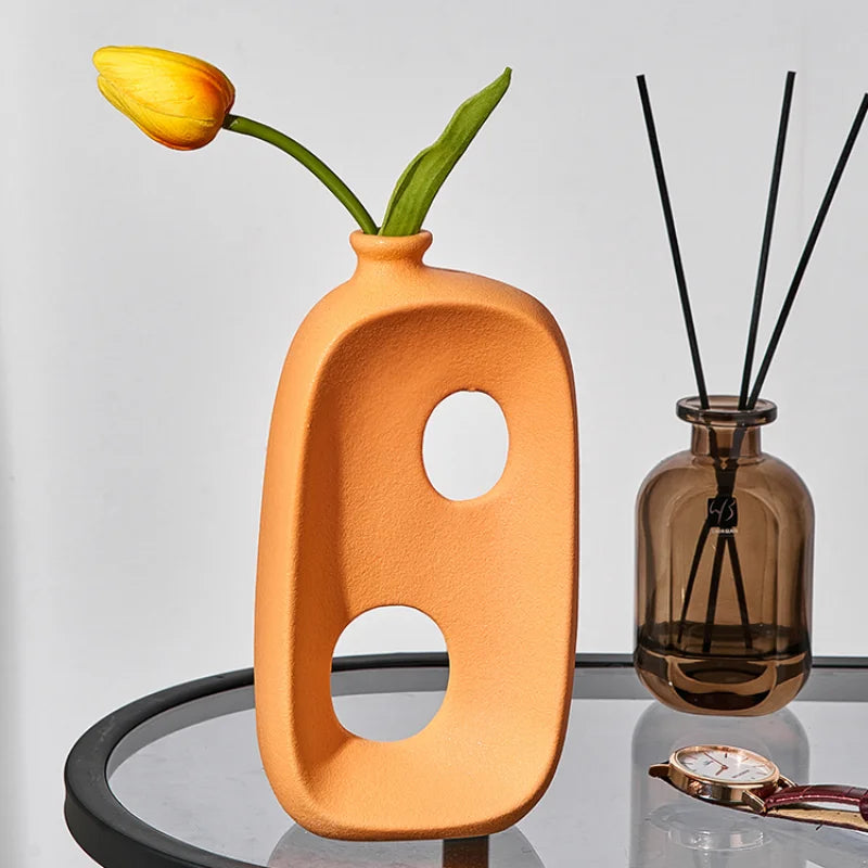 vase ajouré en céramique pour fleurs sèches et décoration intérieure - vue 4 sur 13