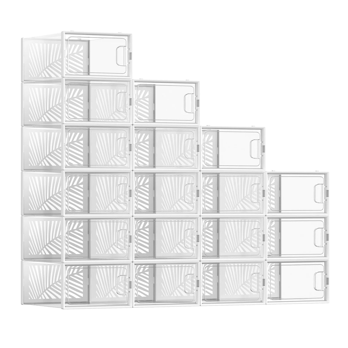 SONGMICS Clear Shoe Boxes, Shoe Storage Organsiers, Stackable, Breathable, and Foldable, Display Trainers, High Heels