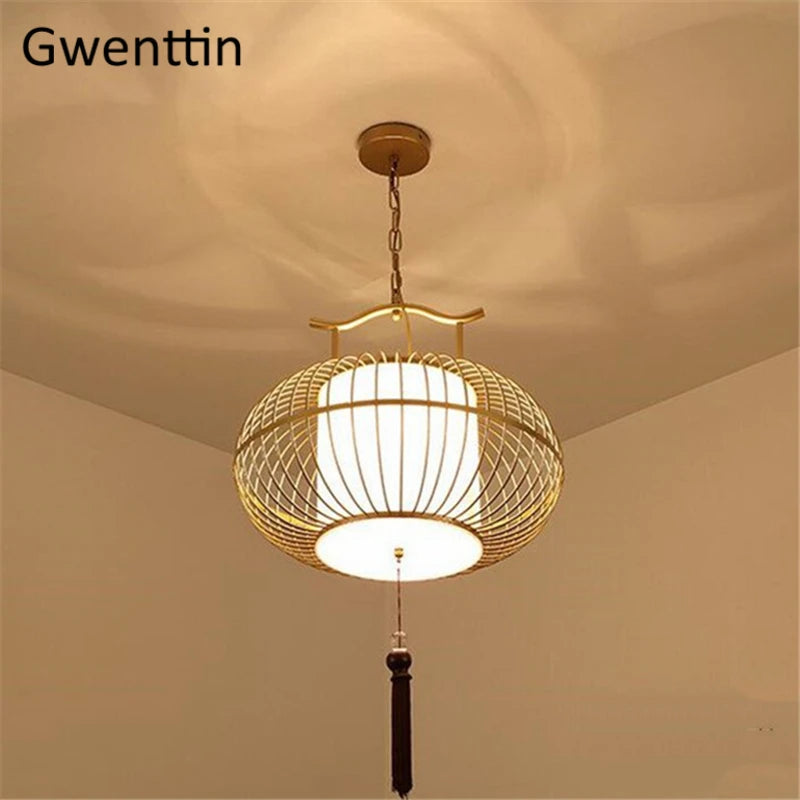 LED-Pendelleuchte im chinesischen Stil für moderne Wohnräume - vue 4 sur 8