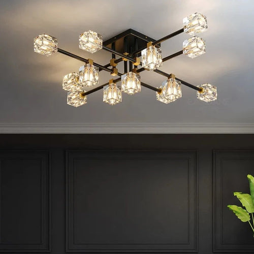 Plafonnier led en verre cristal luxe