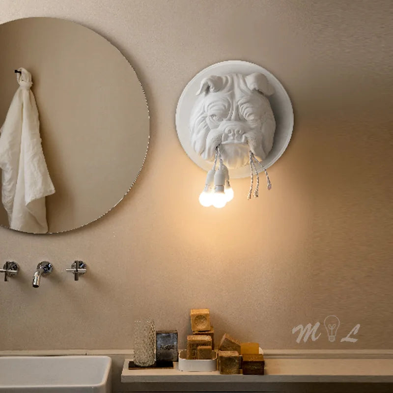 applique murale en résine décorative avec tête de chien nordique - vue 4 sur 8