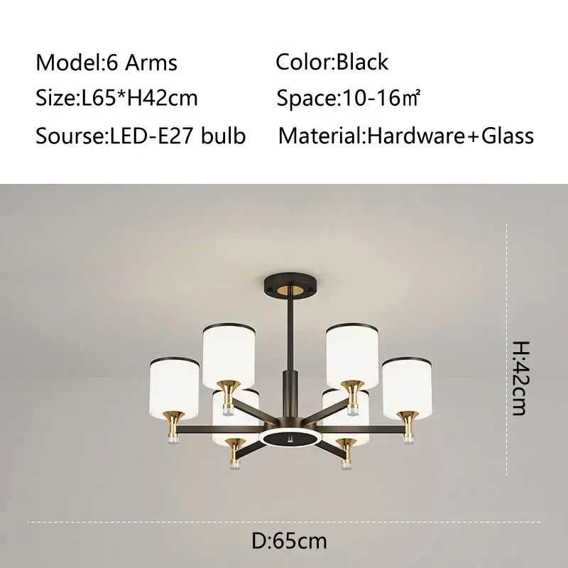suspension moderne en verre doré et noir pour intérieur élégant - vue 15 sur 17