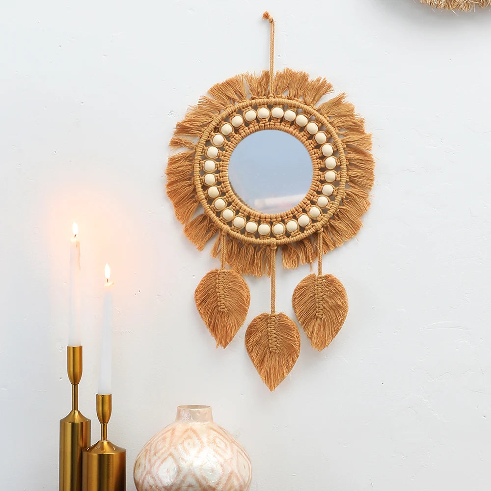 miroirs muraux ronds décoratifs tissés à la main pour la maison - vue 8 sur 8