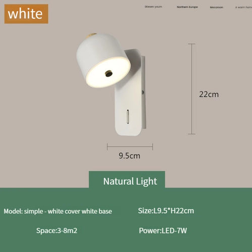 applique murale nordique rotative avec interrupteur led pivotante - vue 14 sur 15