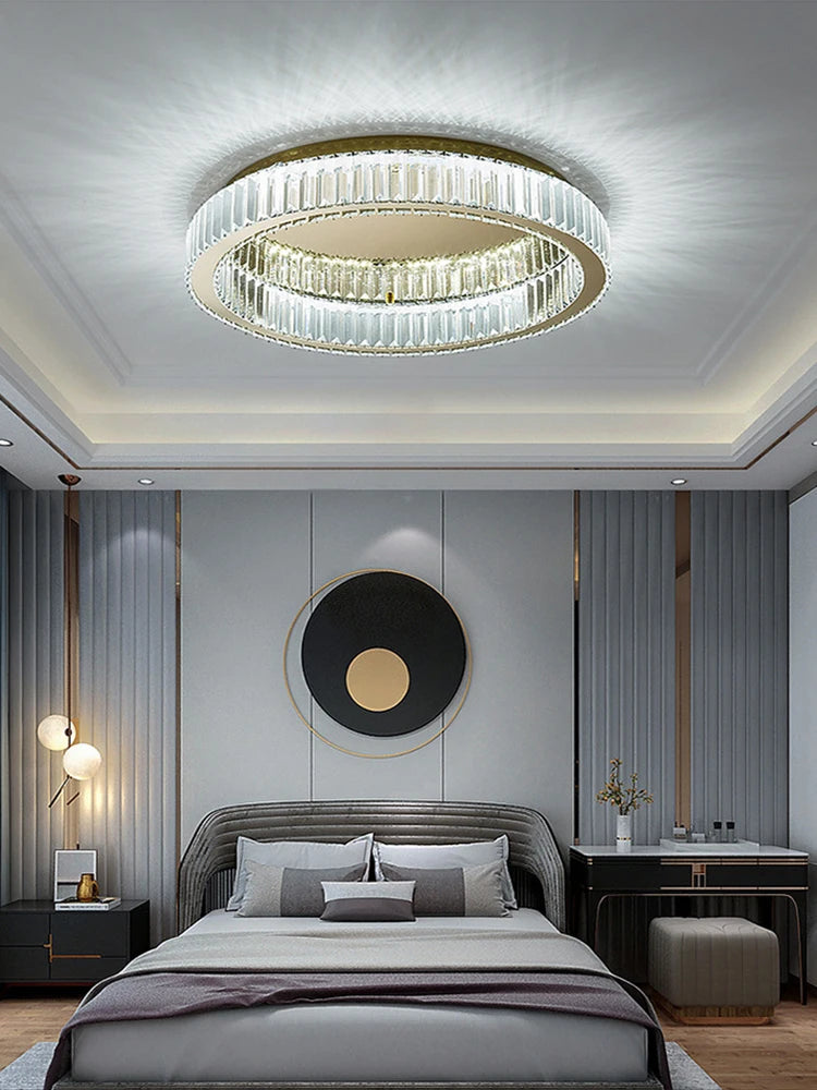 lustre en or et argent avec led dimmable rond - vue 4 sur 11