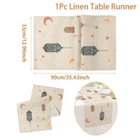 Chemin de table ramadan motifs lanterne lune étoiles