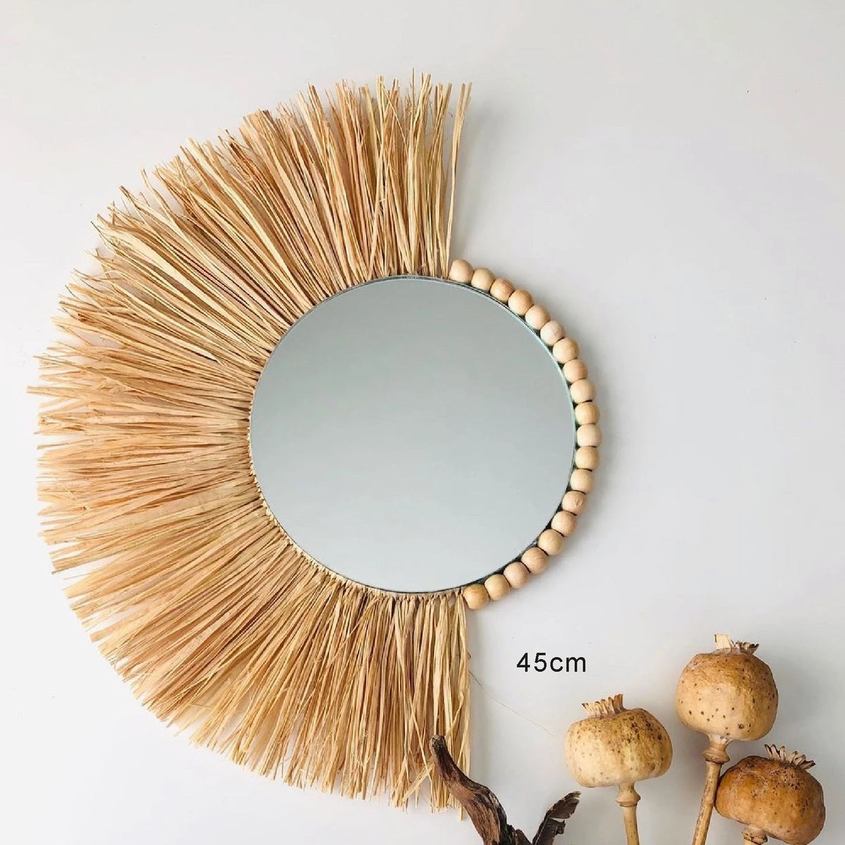 Nordic Style Straw Rattan Wall Decor, Round Rattan Mirror, Decoration Mirror - vue 12 sur 12