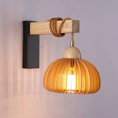 LED-Wandleuchte aus Holz im japanischen Stil für die Innendekoration - vue 2 sur 10