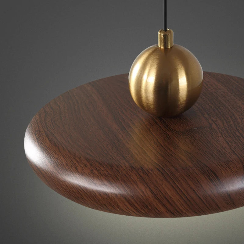 lustre en fer imitation grain de bois luminaires suspendus - vue 6 sur 7
