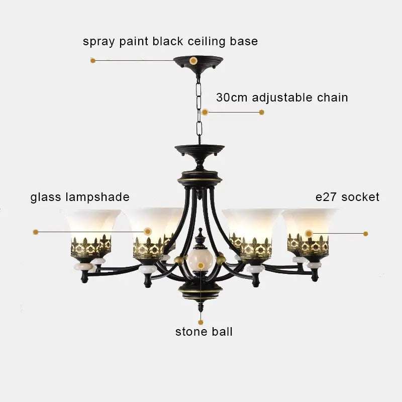 lustre à led rétro en verre pour intérieur vintage - vue 5 sur 15