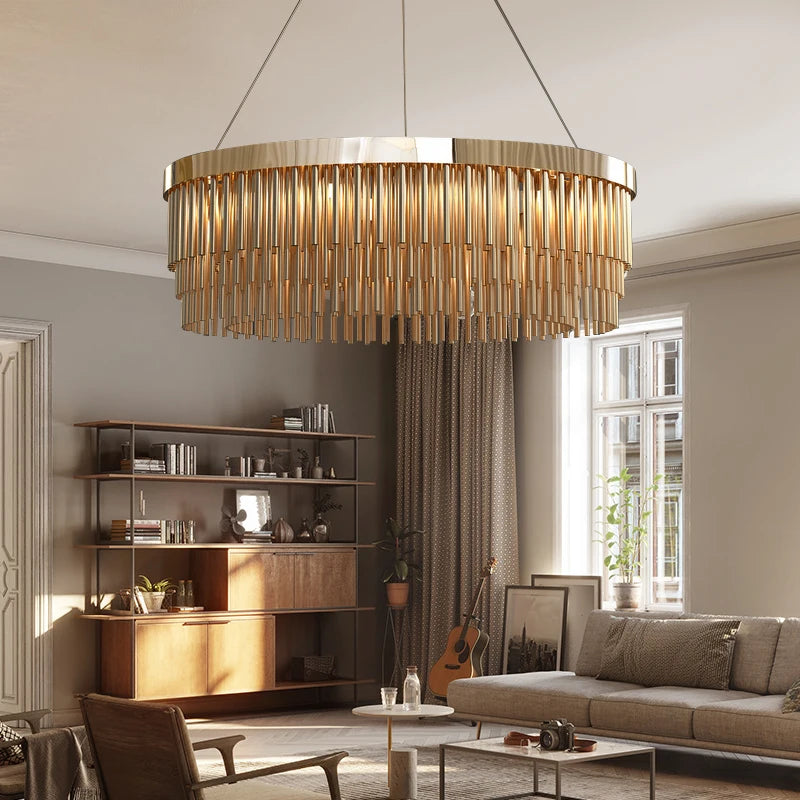 lustre de luxe post-moderne nordique en acier inoxydable - vue 2 sur 5