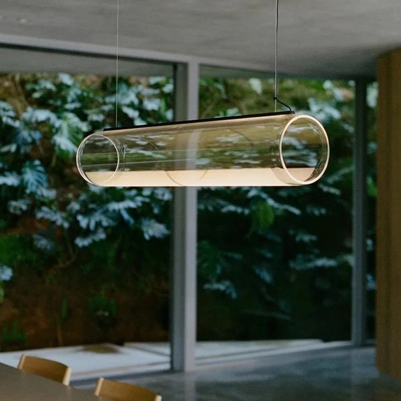 lustre en verre transparent moderne avec éclairage led décoratif - vue 3 sur 7