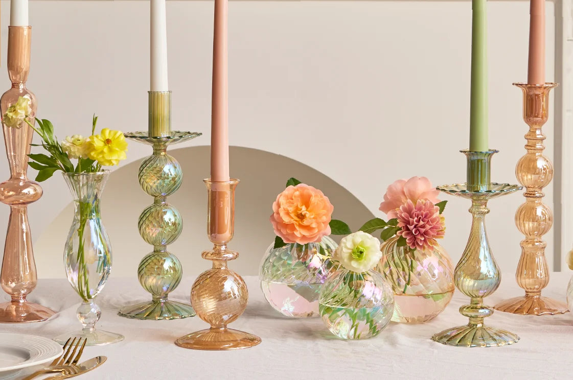 bougeoirs rétro coniques en verre pour décoration élégante - vue 6 sur 32