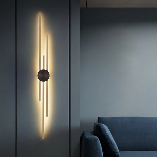 Minimalistische LED-Wandleuchte aus Messing für Restaurant und Flur - vue 3 sur 18