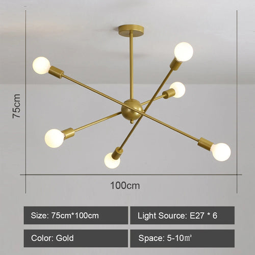 lustre moderne nordique sputnik avec éclairage led intérieur