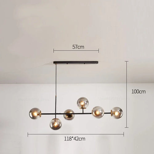 Moderne nordische Pendelleuchte aus Glas für das Wohnzimmer - vue 11 sur 16