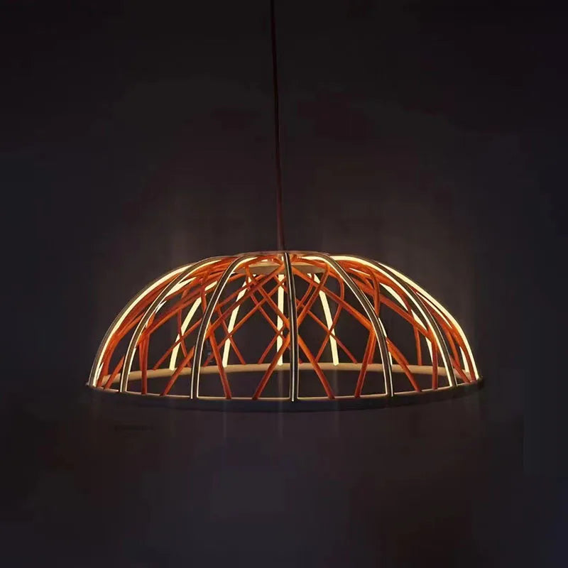 SANDYHA moderne Simple tressé corde ronde lustre créatif maille lampe à LED pour salon salle à manger maison suspension luminaires