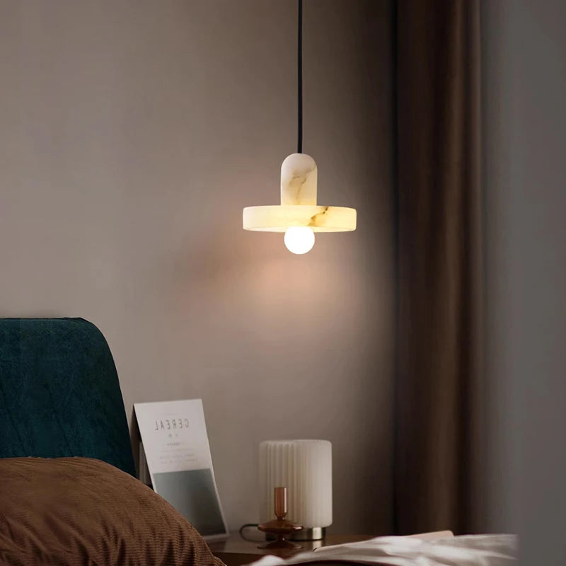 Lustre en laiton et marbre importé - vue 4 sur 19