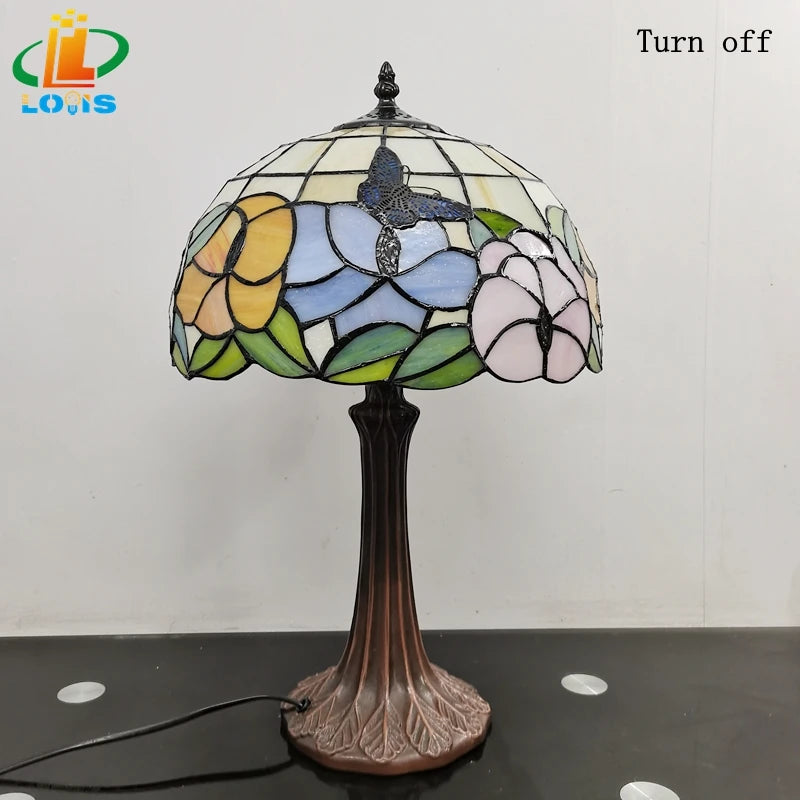 lampe de table papillon style tiffany pour décoration et cadeau - vue 5 sur 6