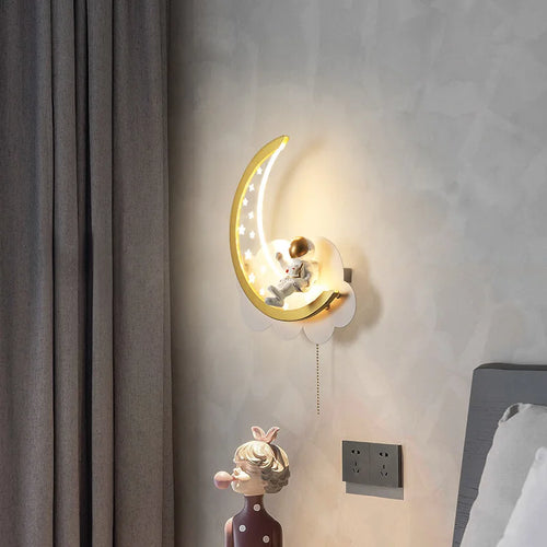 Applique murale moderne en forme de lune avec veilleuse led