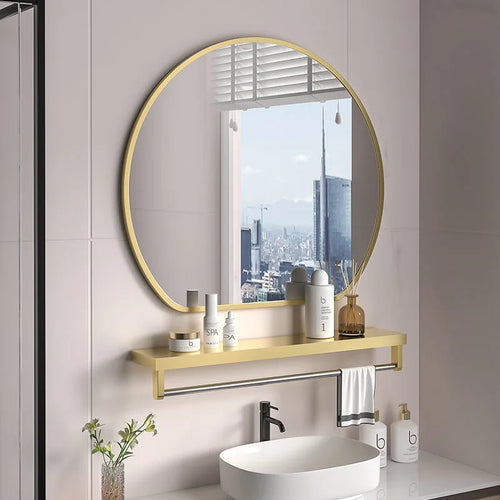 miroir de maquillage avec rangement muraux en métal - vue 3 sur 8