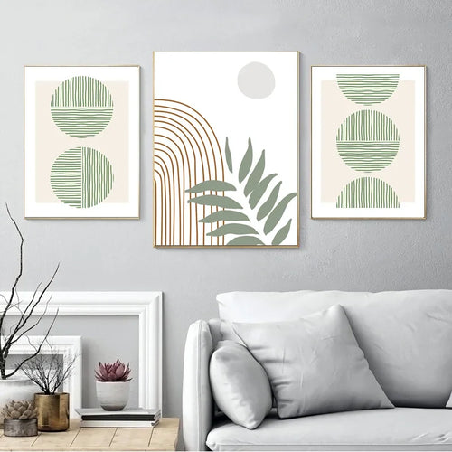 décoration murale abstraite boho avec feuilles géométriques modernes - vue 4 sur 7