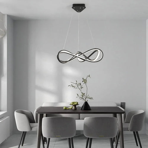 lustre led moderne avec télécommande design élégant et courbé