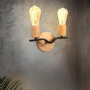 applique murale vintage 2 têtes loft américain en fer et bois