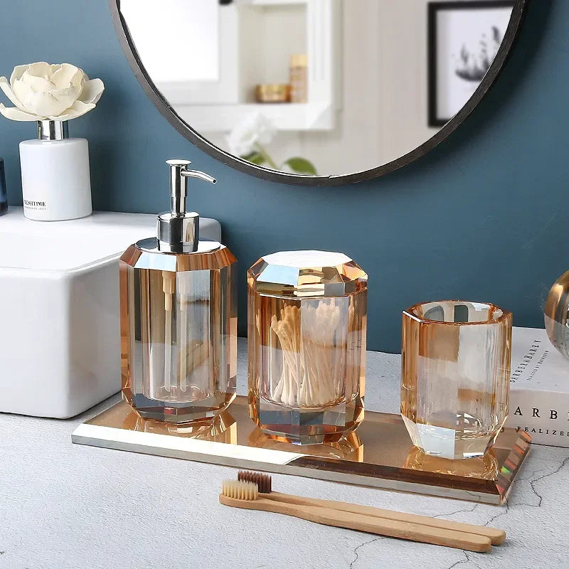 distributeur de savon en verre luxe pour salle de bain - vue 2 sur 15