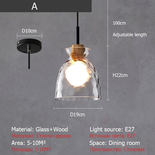 Kreative nordische Pendelleuchte aus Glas im Retro-Design - vue 8 sur 8