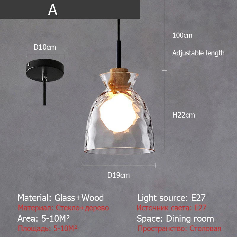 Kreative nordische Pendelleuchte aus Glas im Retro-Design - vue 7 sur 8