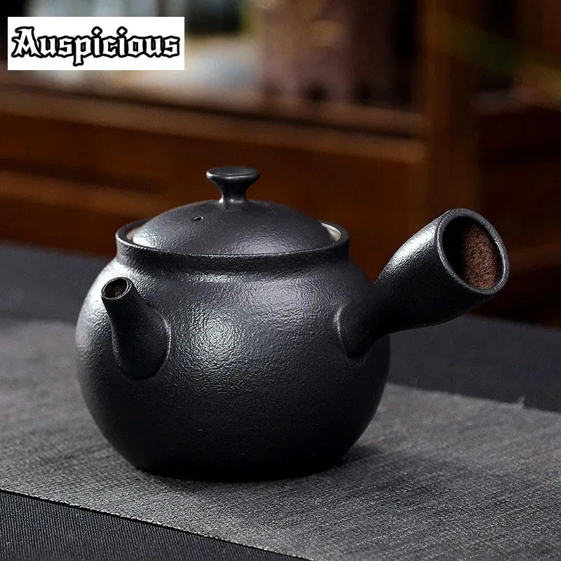 Théière japonaise céramique brute poignée latérale avec infuseur - vue 2 sur 7