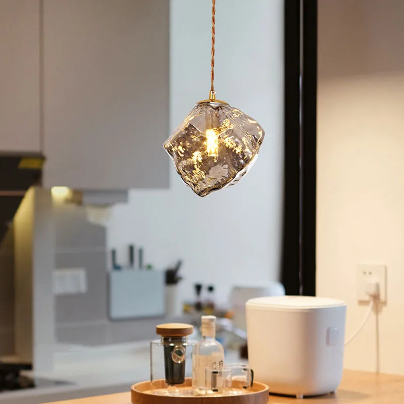 lustre en verre forme bloc de glace pour éclairage divers et - vue 5 sur 10