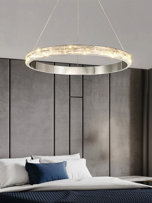 suspension en cristal luxueuse en acier inoxydable moderne