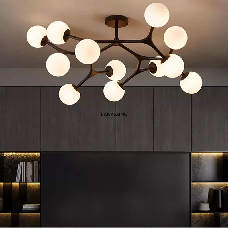 lustre suspension en boule de verre pour décoration maison - vue 4 sur 9