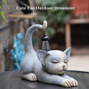 statue de jardin chat avec lanterne solaire décorative pour extérieur