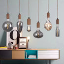 lustre en verre d'art rétro en bois massif créatif pour décoration intérieure