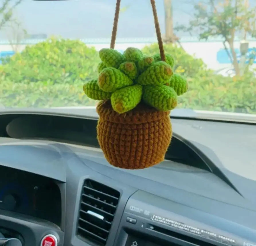 crochet suspendu créatif pour décoration de voiture plante en pot - vue 10 sur 34