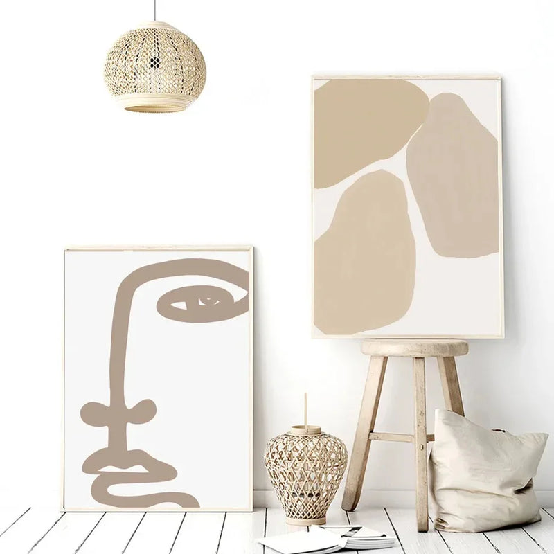 affiches abstraites de visage de fille pour décoration murale
