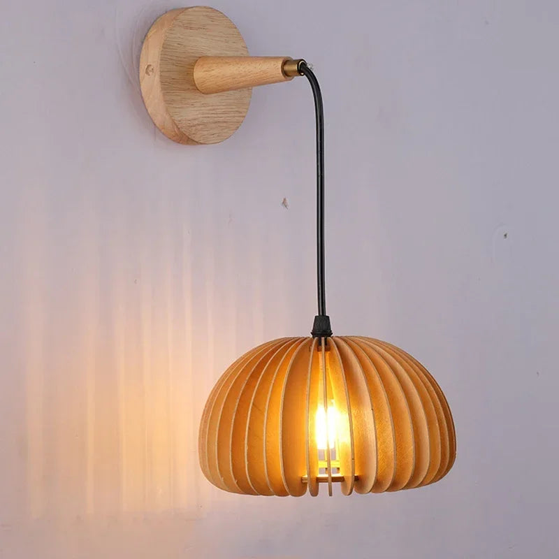 LED-Wandleuchte aus Holz im japanischen Stil für die Innendekoration - vue 6 sur 10