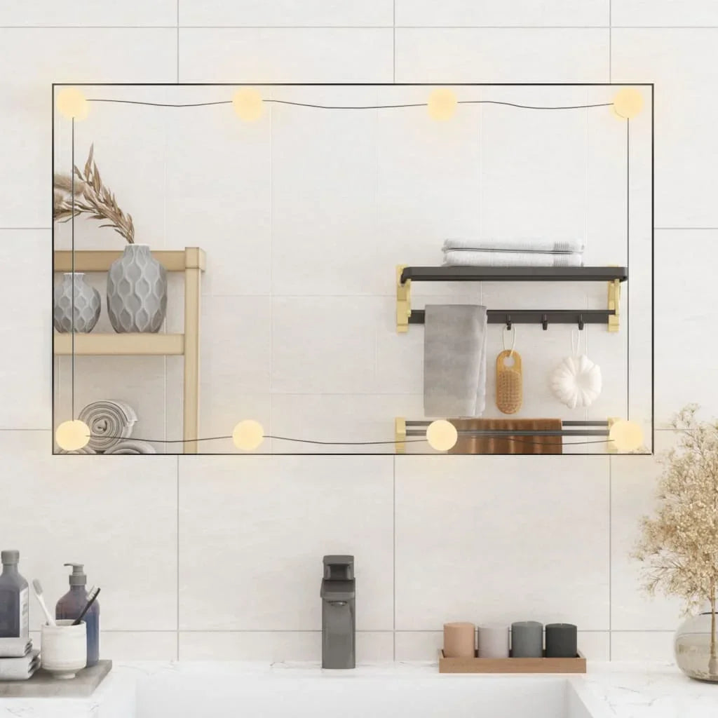 50x80 cm wall mirror with LED lights rectangular glass, home decoration wall Decker living room decoration - vue 3 sur 7