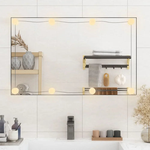 50x80 cm wall mirror with LED lights rectangular glass, home decoration wall Decker living room decoration - vue 4 sur 7