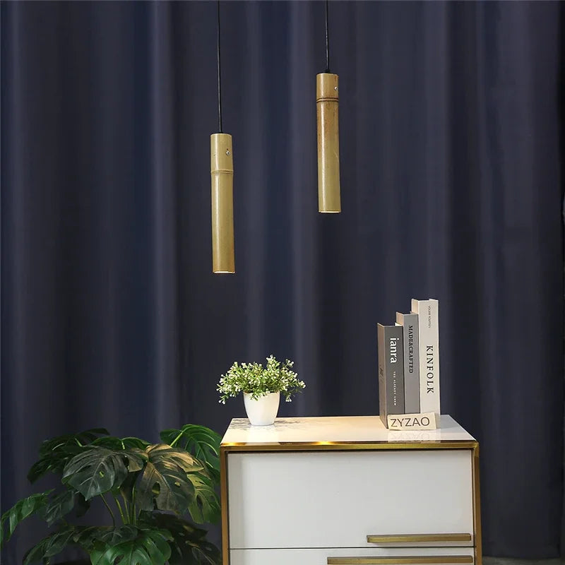 suspension en bambou style minimaliste chinois led - vue 5 sur 7