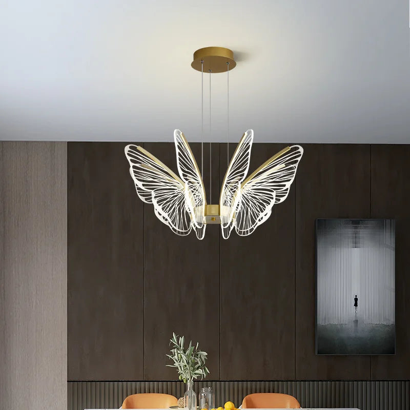 lustre led papillon design nordique moderne pour intérieur décoratif - vue 4 sur 8