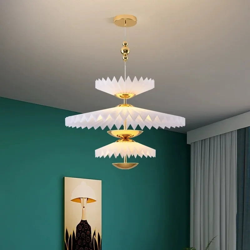 lustre plissé pliant minimaliste led soucoupe volante - vue 3 sur 12
