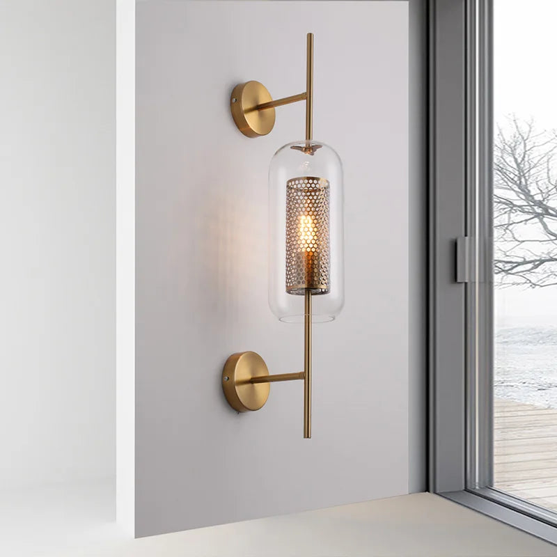 American Industrial Wall Lamps Clear Glass Wall Light Iron Metal Cage Living Room Decorative Wall Light Hallway Entrance Aisle - vue 6 sur 14
